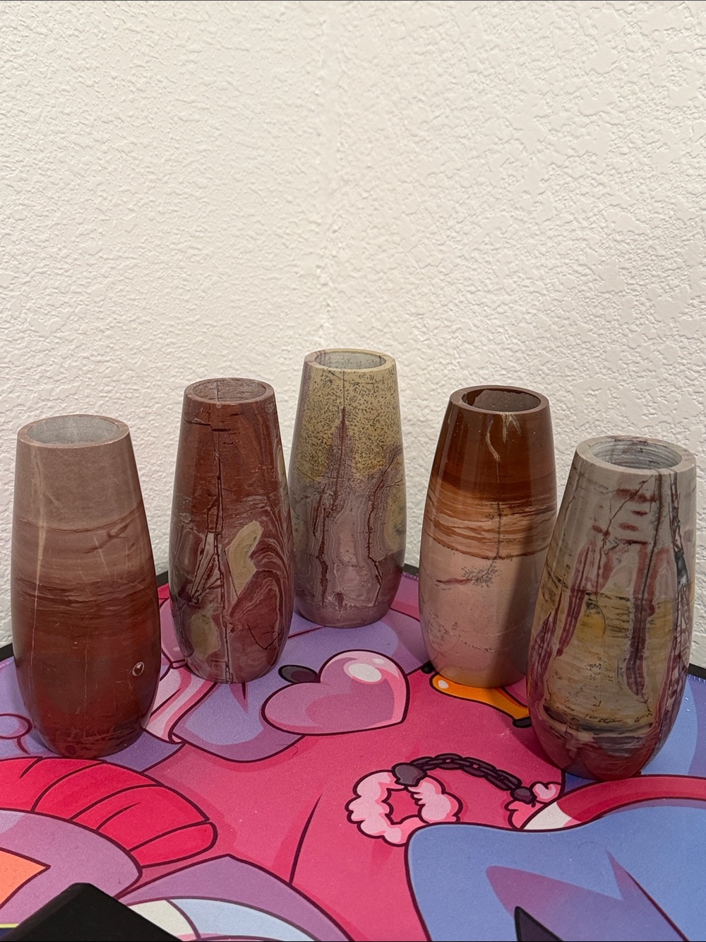 Red Picture Jasper Crystal Vases - Set of 5